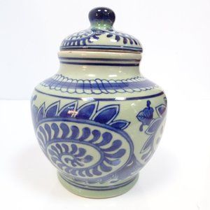 Vintage Fine Porcelain Ceramic Seymour China Blue Large Ginger Jar Vase Pottery